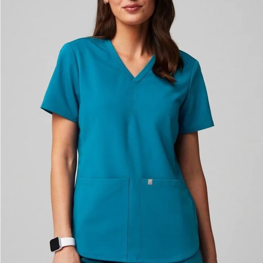 Fabletics Teal V-Neck Scrub Top